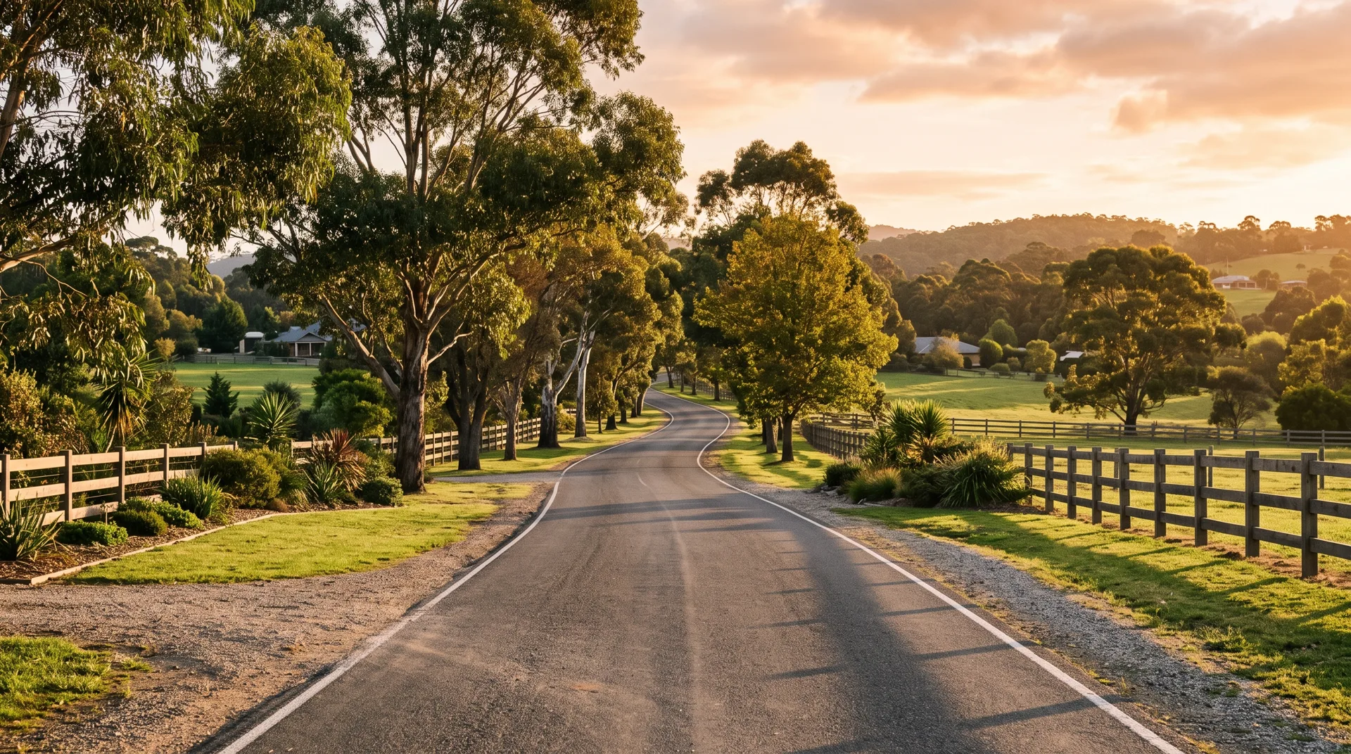 Quiet street at golden hour in Narre Warren North